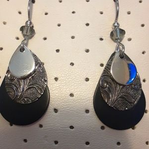 Beautiful black and silver dangle earrings